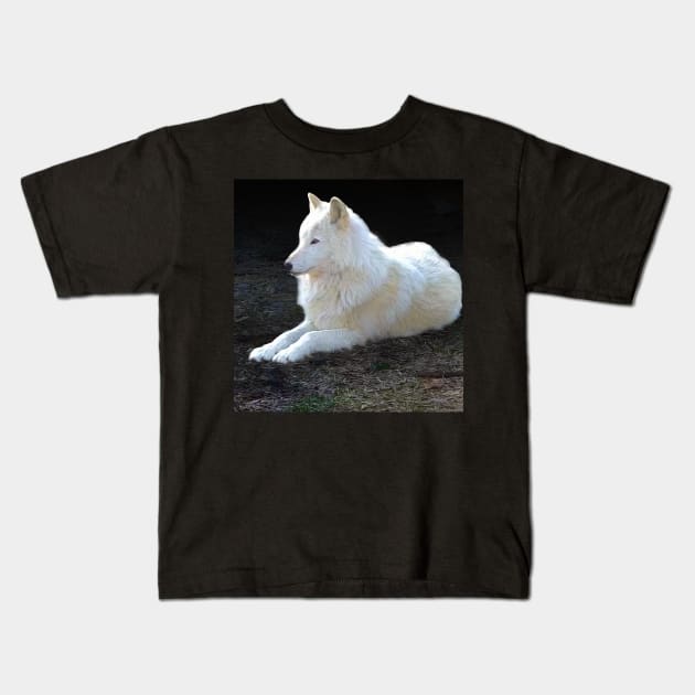 White wolf Kids T-Shirt by Guardi